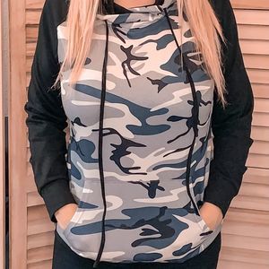 Blue & black camo hoodie